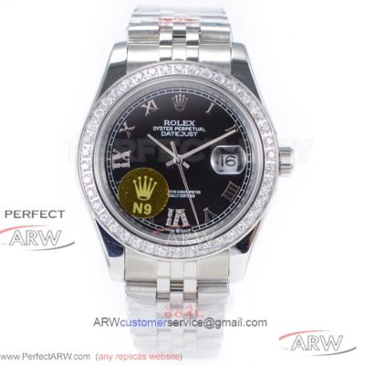 N9 Factory 904L Rolex Datejust II 41mm Jubilee Watch - Black Dial Diamond ETA 2836 Automatic